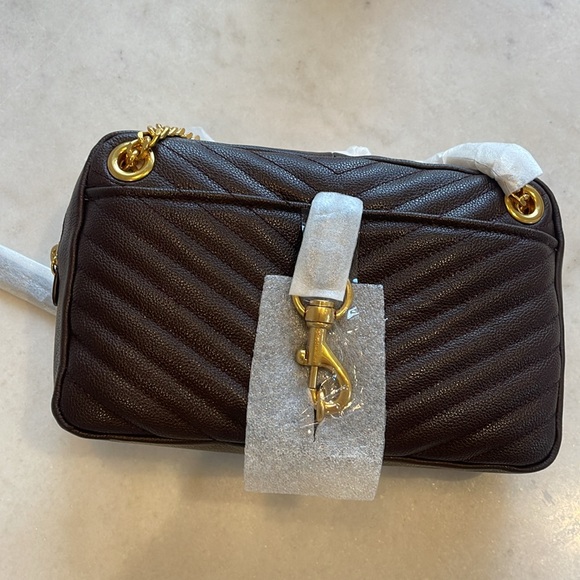 SOLD!!!!! NWT REBECCA MINKOFF EDIE ZIP SHOULDER LEATHER BAG IN CIGARO - Picture 5 of 12